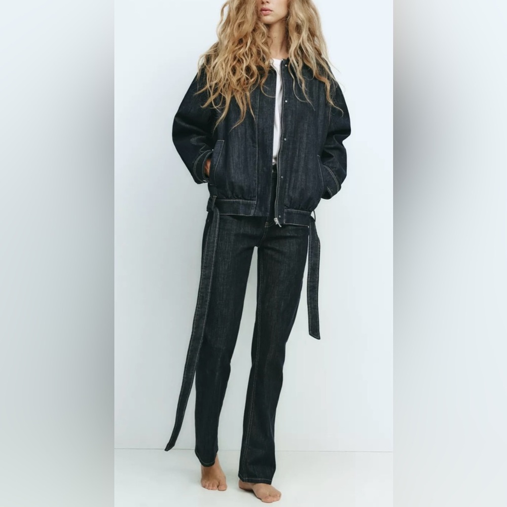 ZARA BELTED TRF DENIM JACKET
Color: DARK INDIGO * Size: L